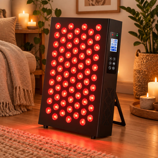 Red Light Therapy Box, 5In1 LED with 630-660-810-830-850, Metal Case, 3 Modes Red Light Panel with Soft Belt, 6 Timing Set - 9 Pulse Modes - 4-Level - Red Light Therapy Panel for Body